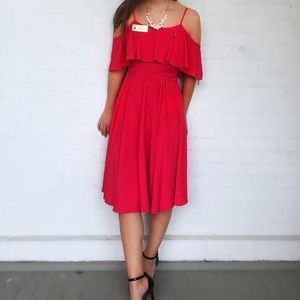 CeCe Size 2 Knee Length Coral Pink Dress